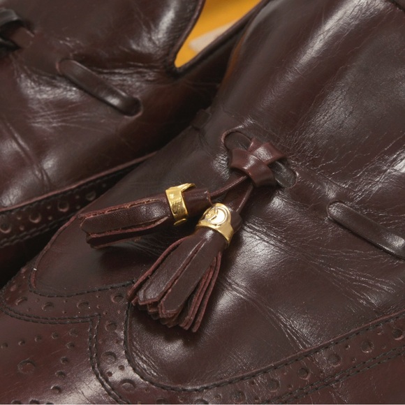Vintage 70s Gucci Burgundy Brown Brogue Tassel Loafer Slip On Leather Shoes - Picture 3 of 10